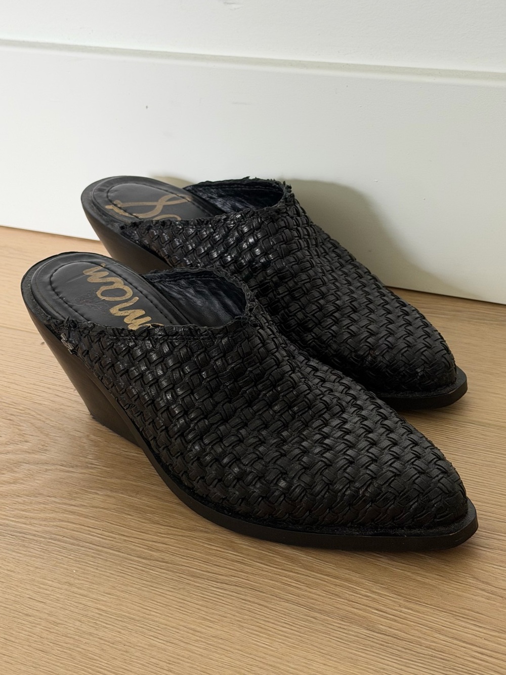 Sam Edelman Woven Black Mule Wedge Shoes